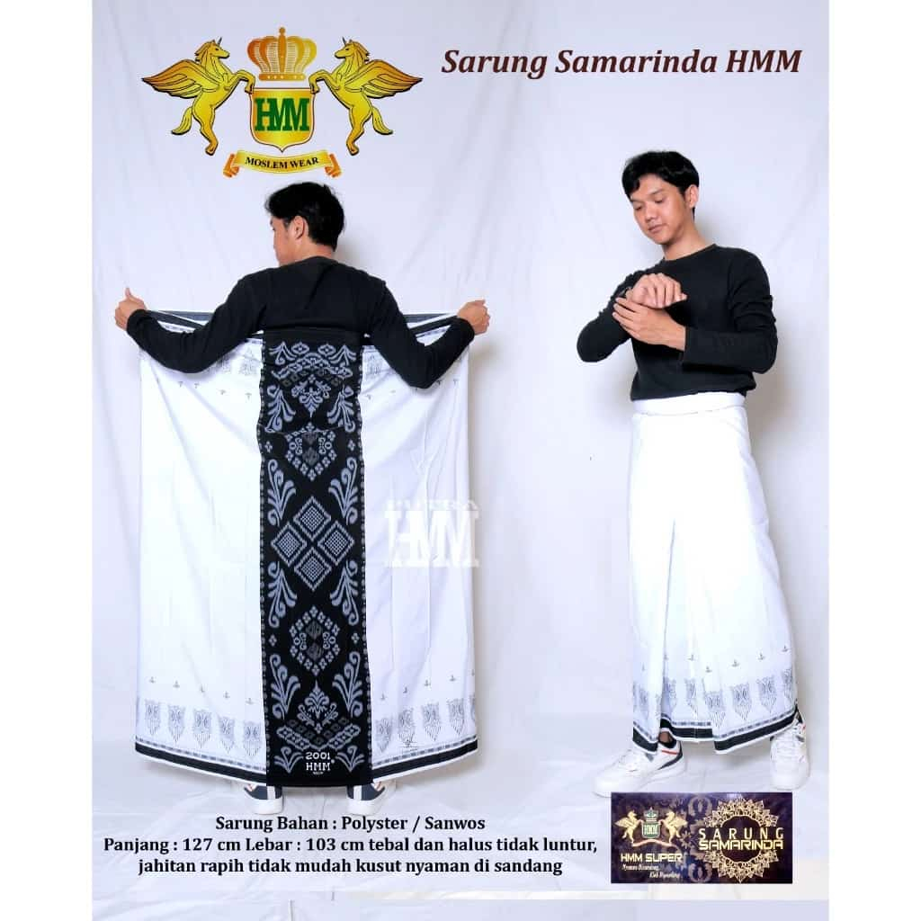 Bisa COD SARUNG HMM POLOS PUTIH Sarung Samarinda HMM Putih Polos