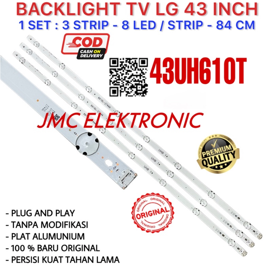 BACKLIGHT TV LED LG 43 INC 43UH610T 43UH610 43UH LAMPU BL 43IN 8K 3V