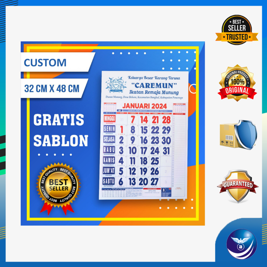

KALENDER DINDING SABLON 2024 CUSTOM 12 LEMBAR MINIMUM 50 PCS