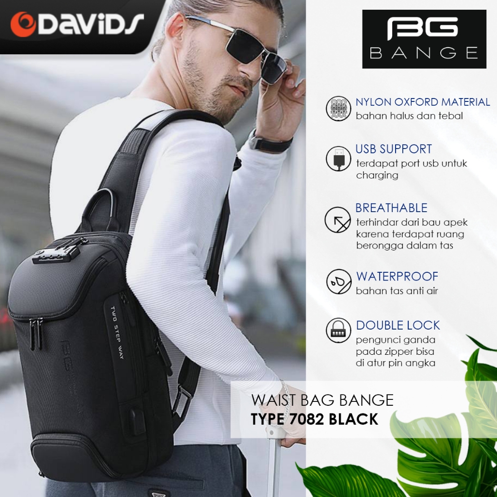 Bange Waistbag Pria Waterproof Waist Bag Original Weisbag Tas Weistbag Waisbag Premium Anti Air Orig