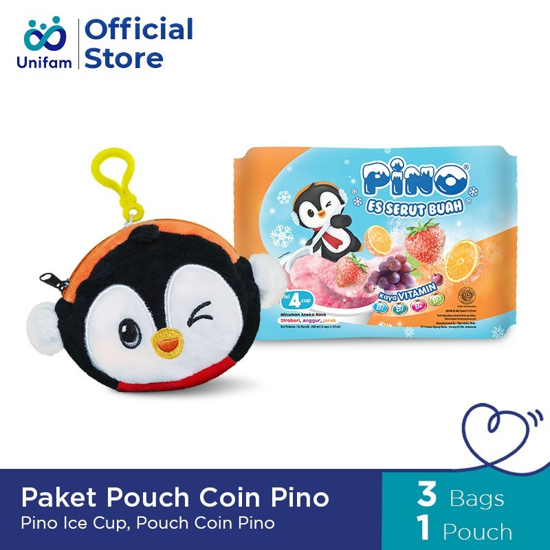 

Paket Pouch Coin Pino - Pino Es Serut Buah 3 Bag (1 Bag x 4 Cup) @50mL - Anggur, Strawberry, Jeruk