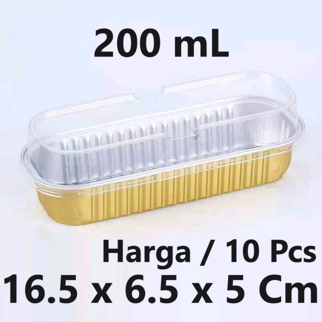 Aluminium Foil Cup Oval + Tutup 200 mL 10 Pc Dessert Box Tray Puding