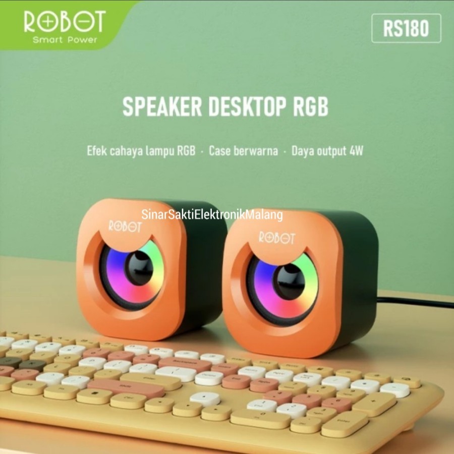 Robot Speaker RS180 Mini Usb Komputer Multimedia Laptop Portable Aux