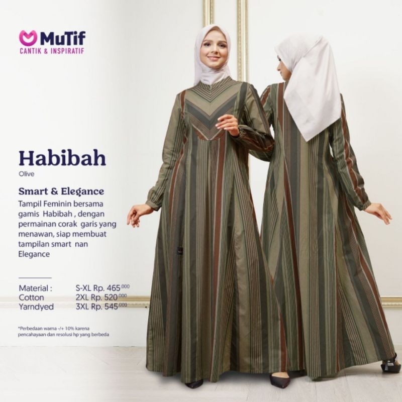 Baju Gamis Mutif Habibah Olive