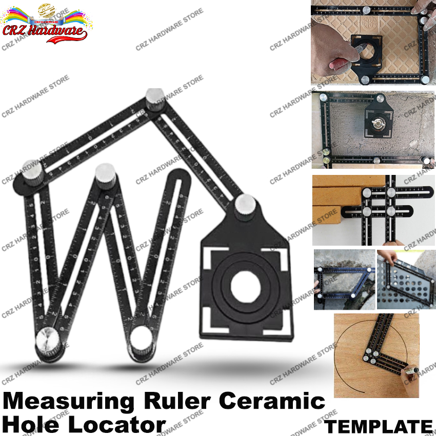 

Penggaris Template Mal Panduan Titik Pelubangan Marmer Granit Keramik Hole Locator Six Fold Ruler