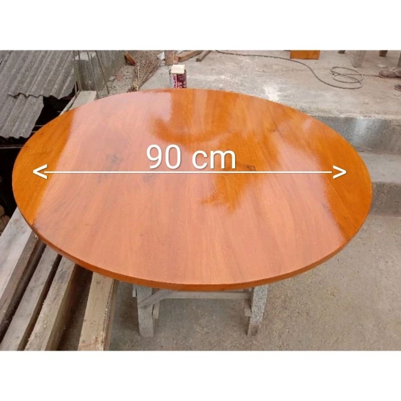 meja kayu bulat dm90 cm tinggi 50cm