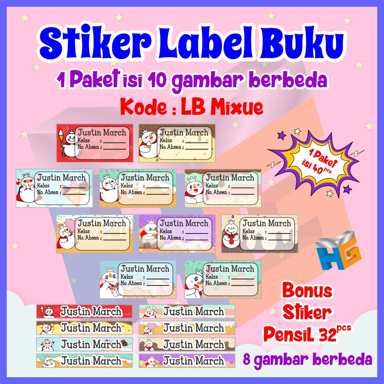 

Stiker Label Buku Custom Mixue