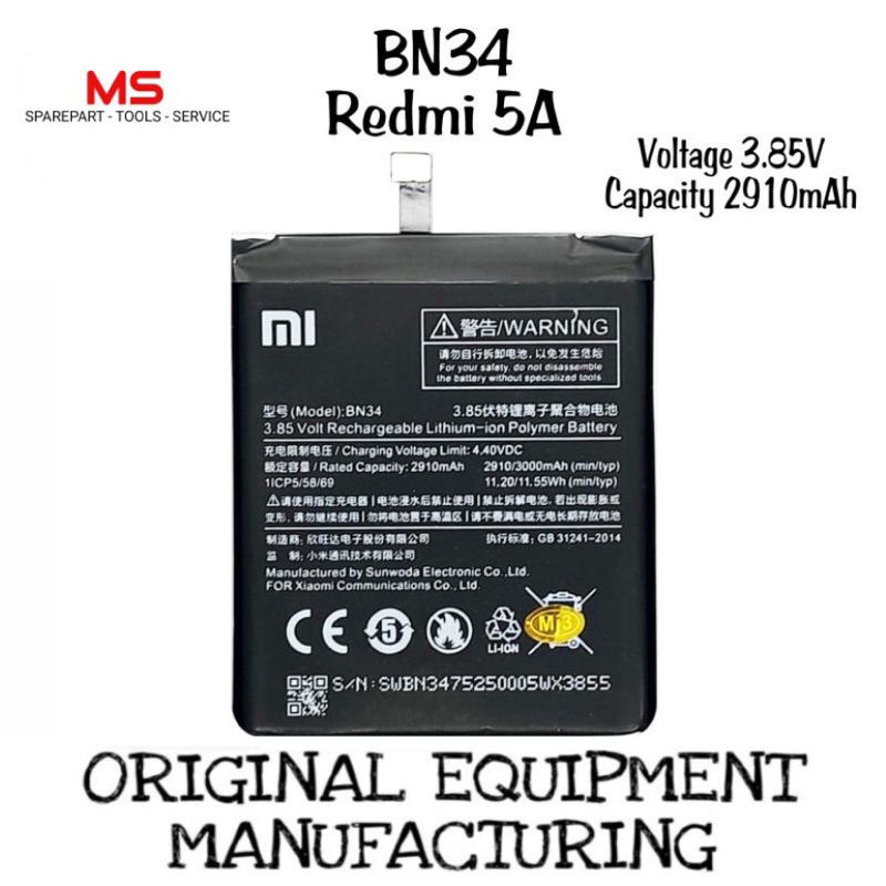 Baterai Xiaomi BN30 Redmi 4A battery batre Ori
