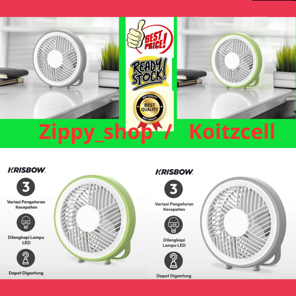 Krisbow Kipas Angin Portable Dengan Lampu Led 12watt/kipas angin gantung