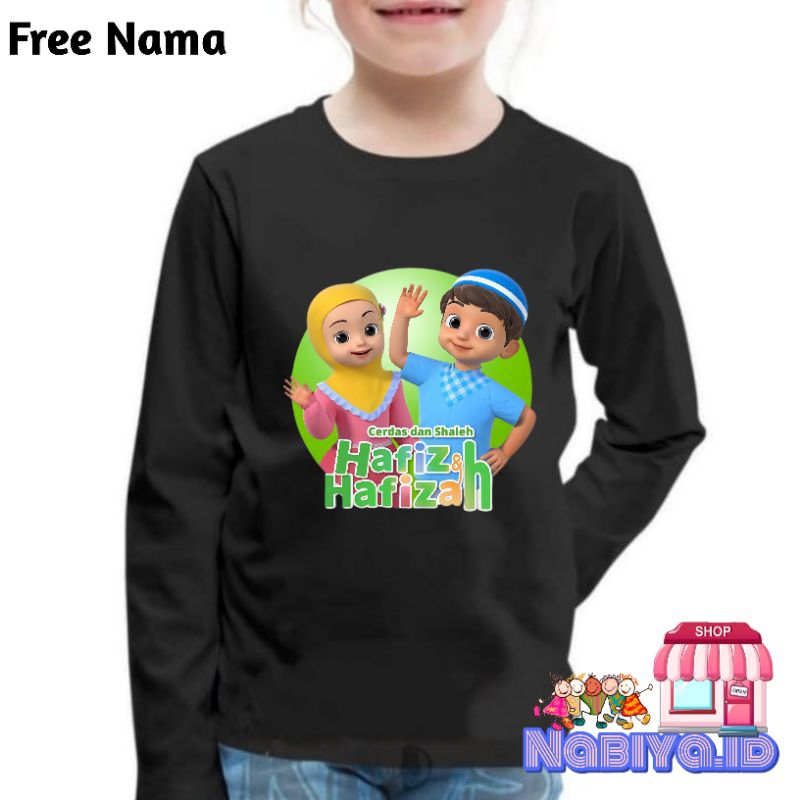 BAJU ANAK LAKILAKI/PEREMPUAN HAFIZ DAN HAFIZAH KAOS ATASAN ANAK LENGAN PANJANG COSTUME GAMBAR KARAKT