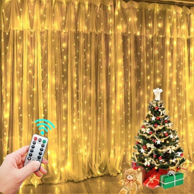 Lampu Natal Tirai Panjang 3 x 3 meter LED Tumblr Light Tirai 3x3