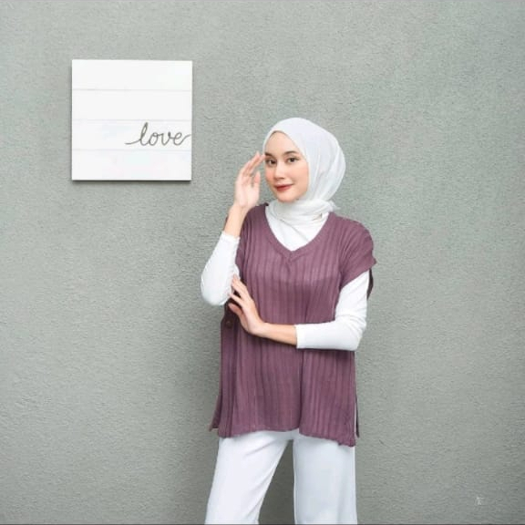 ROMPI KANCING WANITA /  VEST KNIT / ROMPI KNIT WANITA / ROMPI  KEKINIAN / VEST OUTER HIJAB OOTD / Ve