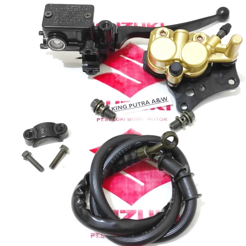 Kaliper Cakram Depan + Selang Rem Depan + baut 2pcs + Master Rem Set Suzuki Tornado , Satria Fu 2Tak