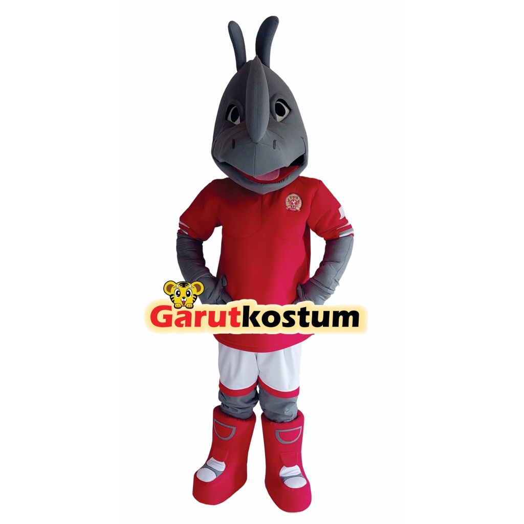 Kostum maskot badut  badak sepak bola setelan dewasa lucu