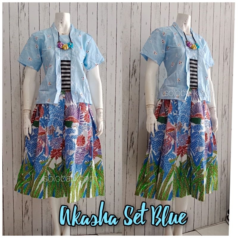 SETELAN BATIK SOLO JUMPUTAN AKASHA BLUE