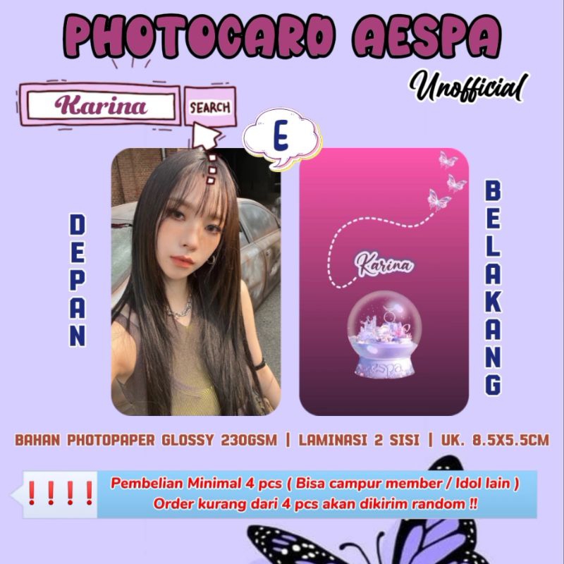 Photocard AESPA - KARINA / Photocard Unofficial / Photocard KARINA AESPA / PC KARINA / MY / PC AESPA