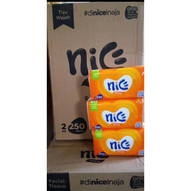 TISSUE NICE 500 S 1 DUS ISI 36 BKS /TISU NICE 250/500 sheet 1 KARTON 2 PLY  LOVELY JOY kemasan baru