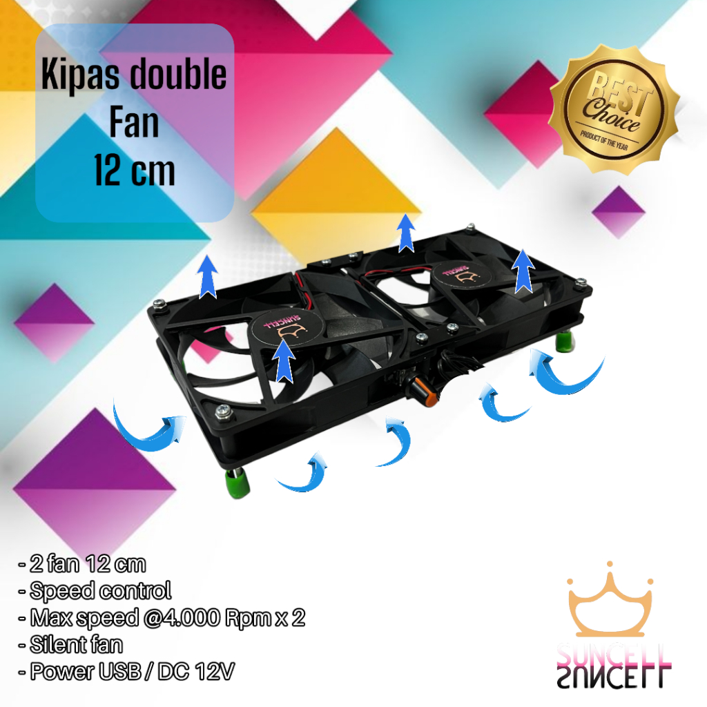 Kipas Fan Pendingin Double 12 cm @4.000 Rpm silent