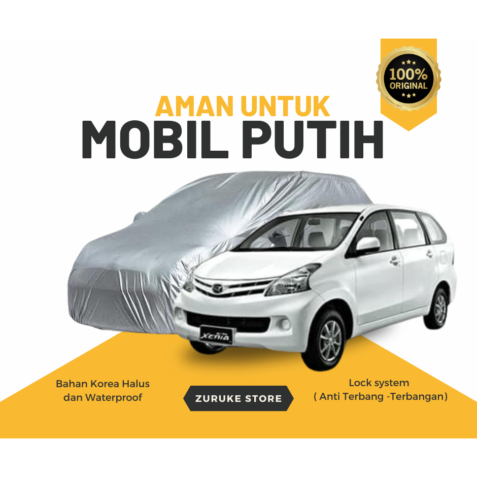 BODY Cover Mobil XENIA merek FUSION R Cover Sarung Mobil Mantol Anti Air Penutup Mobil Putih V7I5