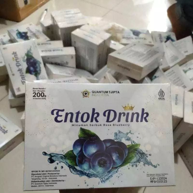 

Entok drink 10 sachet bpom original minuman serbuk rasa blueberry