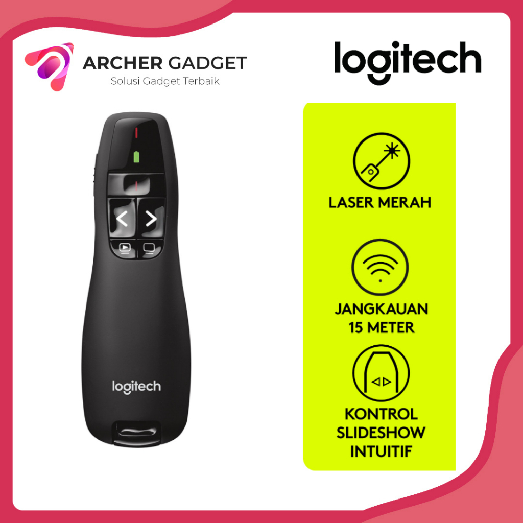 Logitech R400 Presenter Laser Pointer Presentation Remote - Garansi Resmi 1 Tahun | Pointer Proyekto