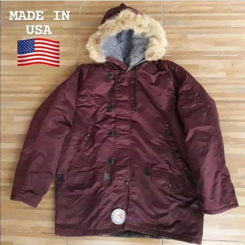 PARKA N3B MAROON ORIGINAL MADE IN USA NOT ALPHA INDUSTRIES