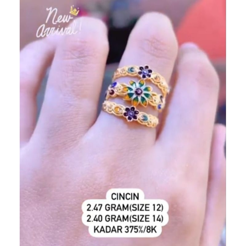 Cincin dubai emas kadar 375%/8k