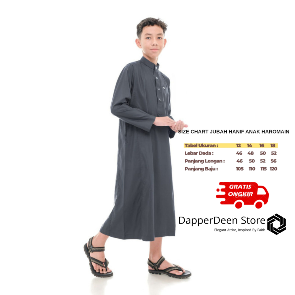 Jubah Gamis Anak Haramain Baju Muslim Lengan Pendek Merek Hanif