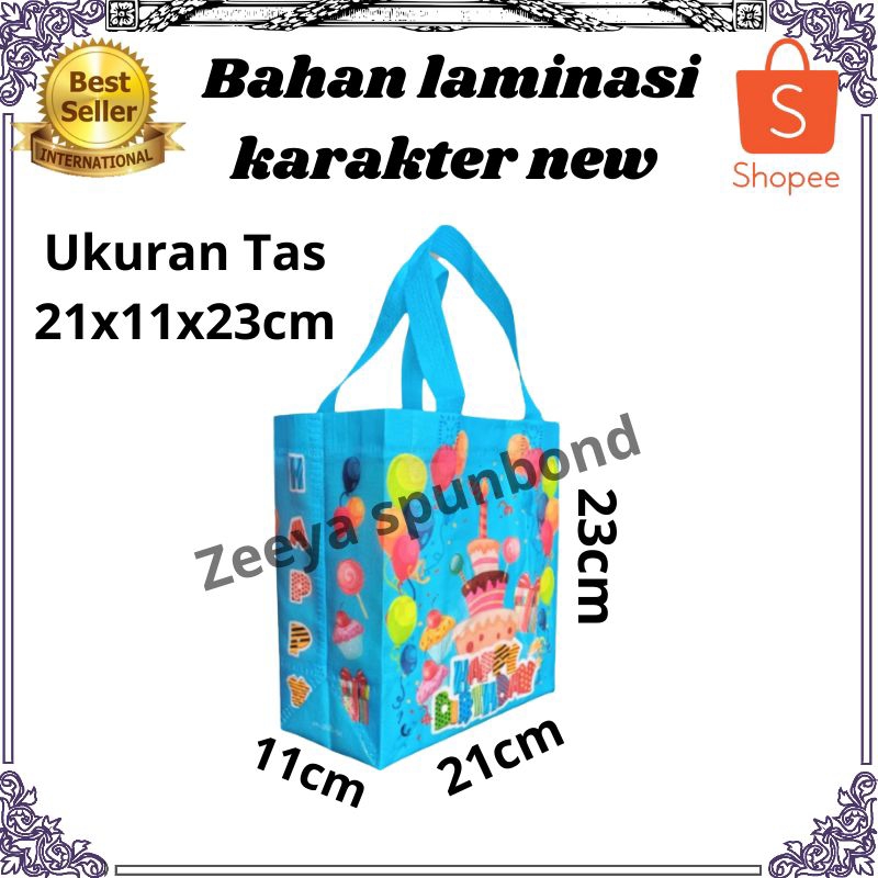

Tas Bahan Laminasi Karakter new/Tas ULTAH AnAk/Uk 21x11x23cm isi 12pcs