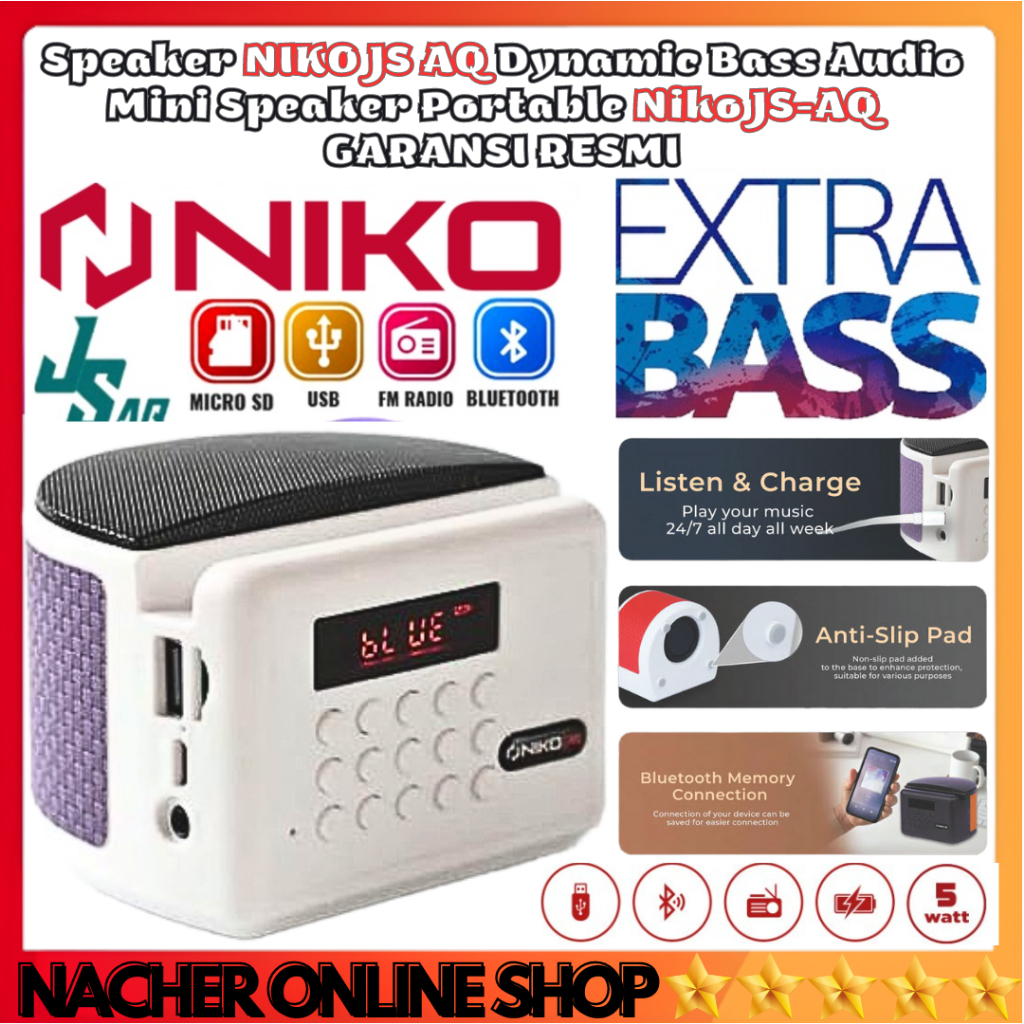 Speaker Portable Niko Js Aq, Speaker Bluetooth Niko, Speaker Mini Niko | Speaker Niko Slank Js Aq (M