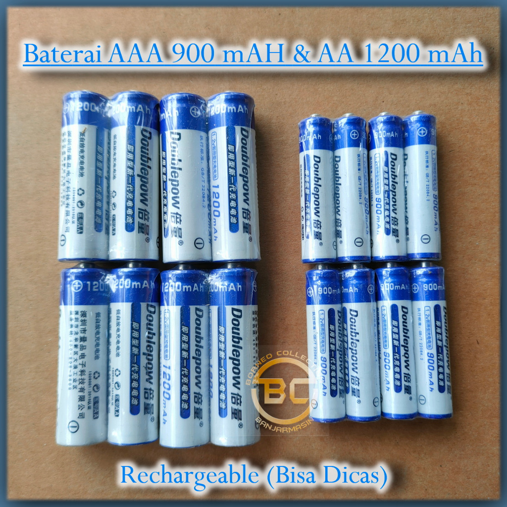 Batu Baterai Rechargeable / Bisa dicas AAA / AA Battery charge cas 900-1200 mAh Batre 2 pcs