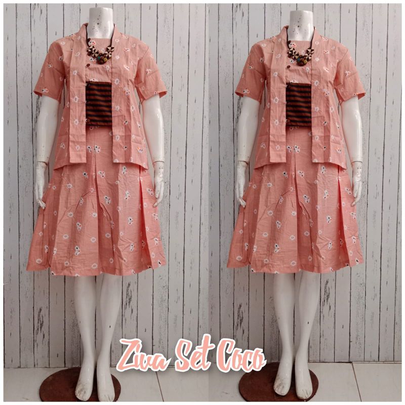 SETELAN KEBAYA BATIK SOLO JUMPUTAN COKLAT