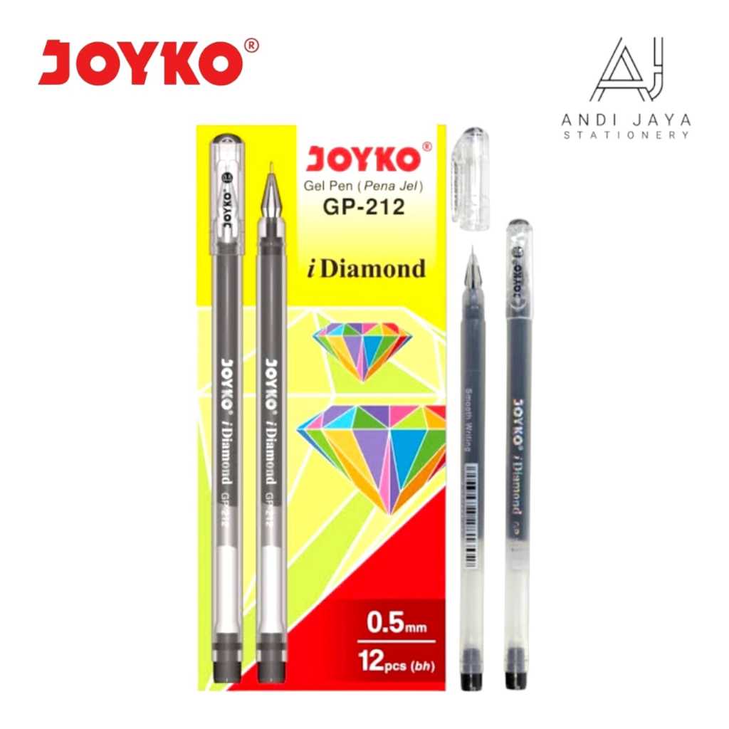 

Pulpen Gel / Pulpen Joyko / Pen Joyko GP-212 Diamond 0.5mm 1pak (12pcs) Hitam