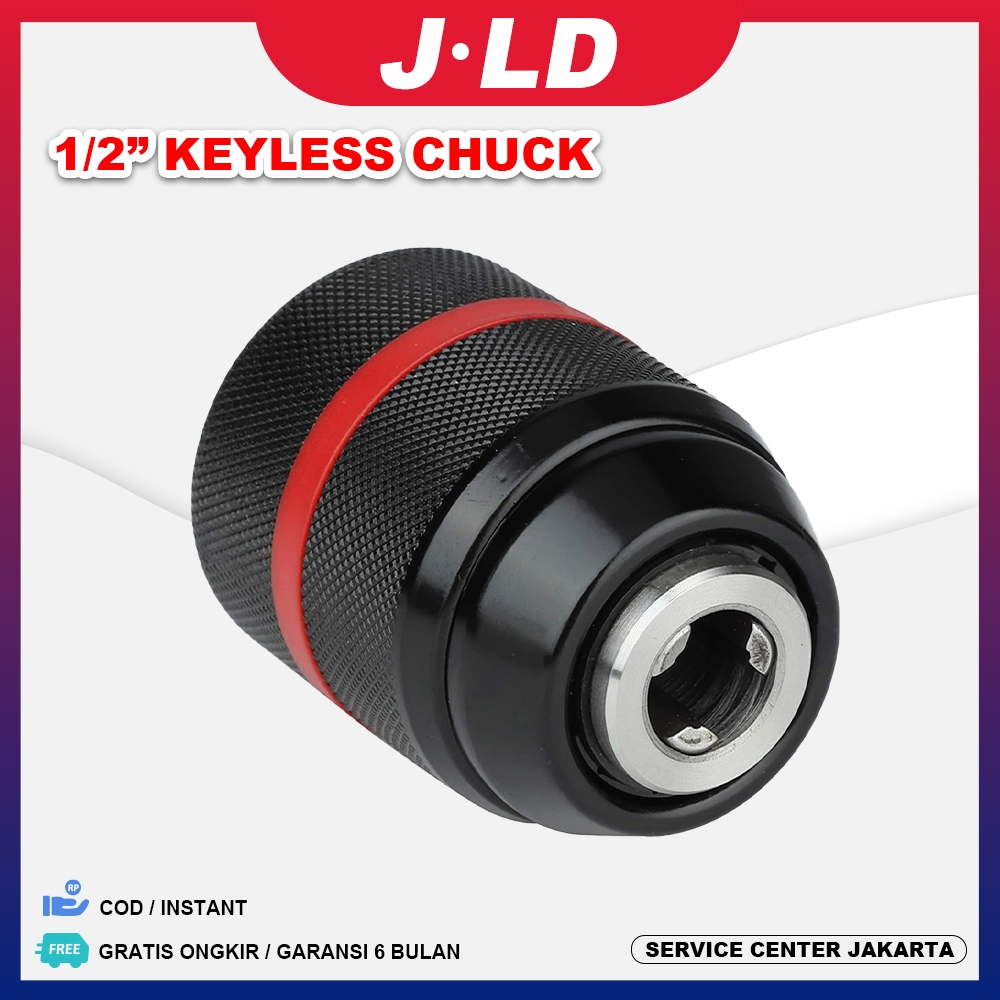 JLD Kepala Bor Drill Chuck 1/2” Keyless Hand Electric Drill Chuck With Lock Self-Tighten Drill Chuck
