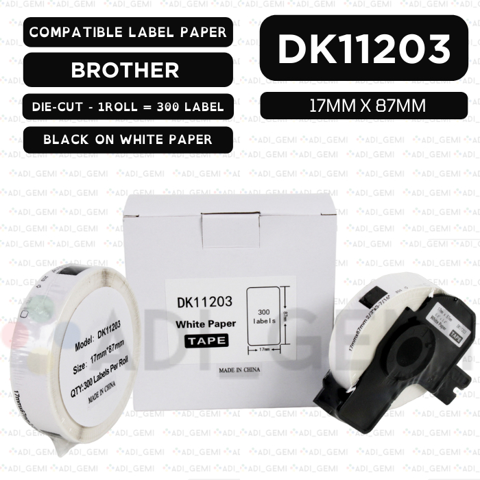 

COMPATIBLE LABEL PAPER BROTHER DK-11203 - 17MM X 87MM - QL-500 QL-820NWB QL-1050 QL-1100