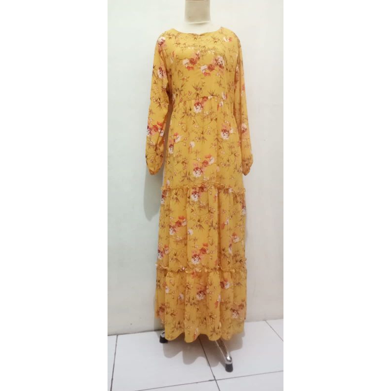 Ceruty umpak bunga | Ceruty bunga lemon |Gamis ceruty umpak