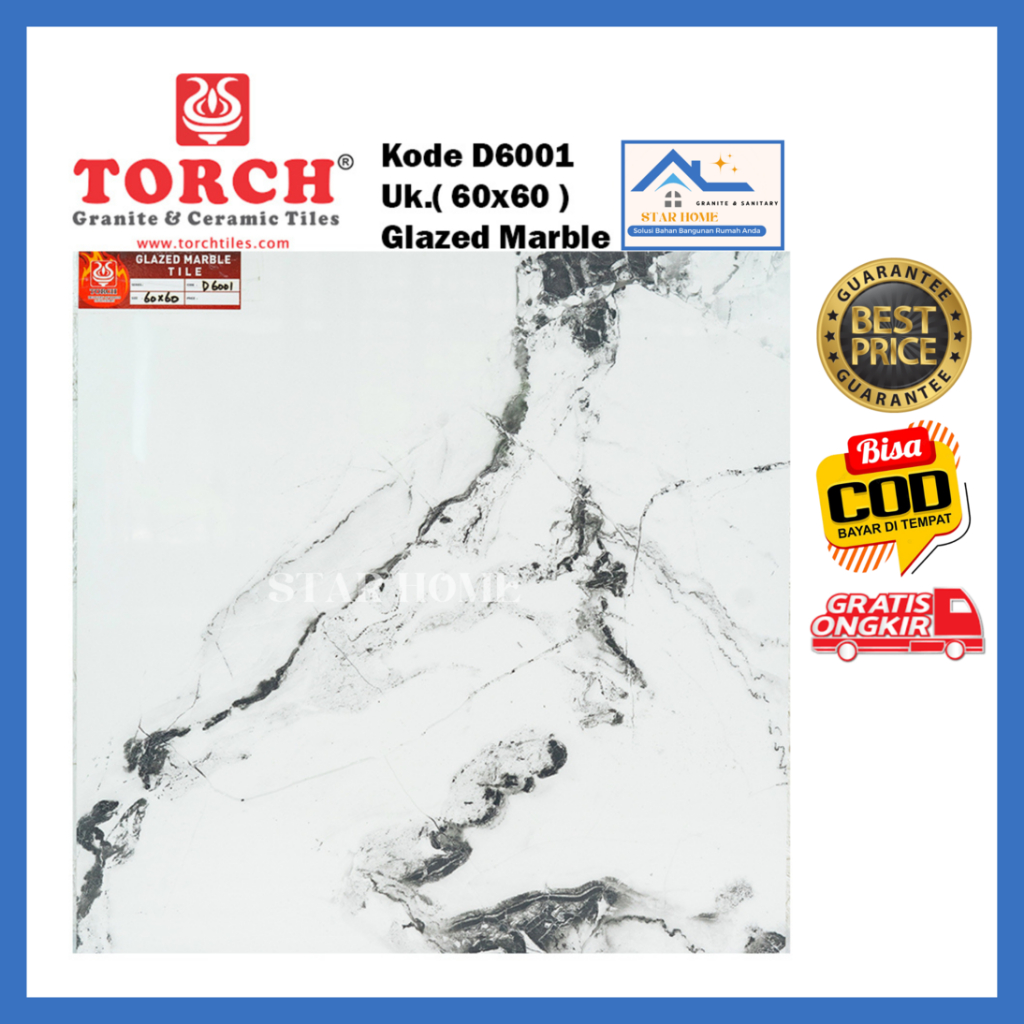 Lantai Granit Torch 60x60 Glass D6001 Free Ongkir Jabodetabek