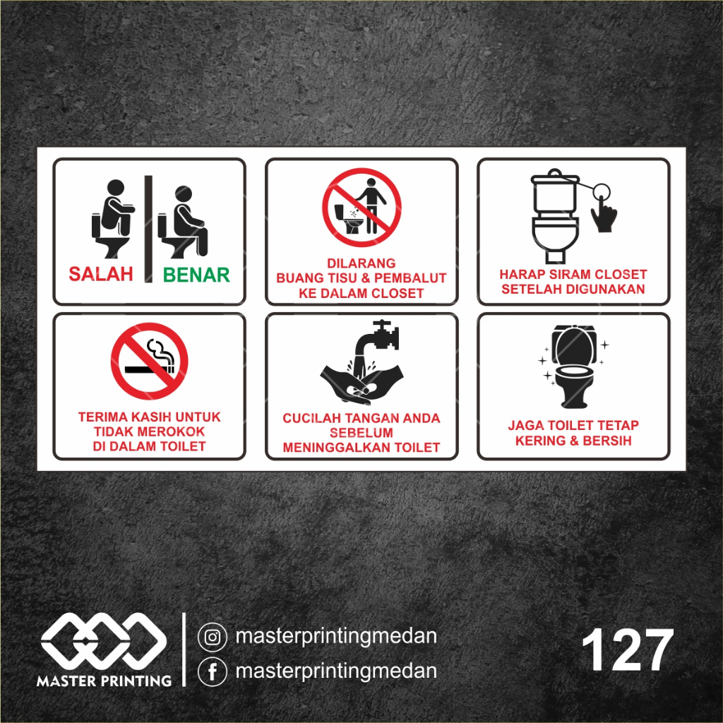 

127 - Stiker Peraturan Tata Tertib di Toilet, Sticker Vinyl, Tahan Air, Termurah, dan Bisa Custom