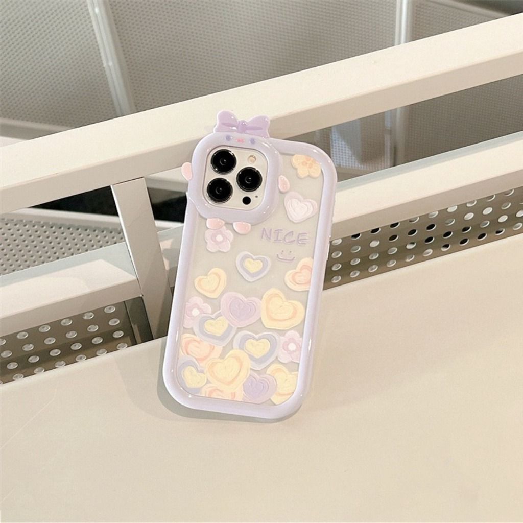 SS33 SoftCase Pita Motif Love Purple Case For Infinix Samrt 5 Smart 6 Smart 7 Hot 20 Hot 20i Hot 20 Play Hot 30 Hot 30i Hot 30 Play - White_Cell