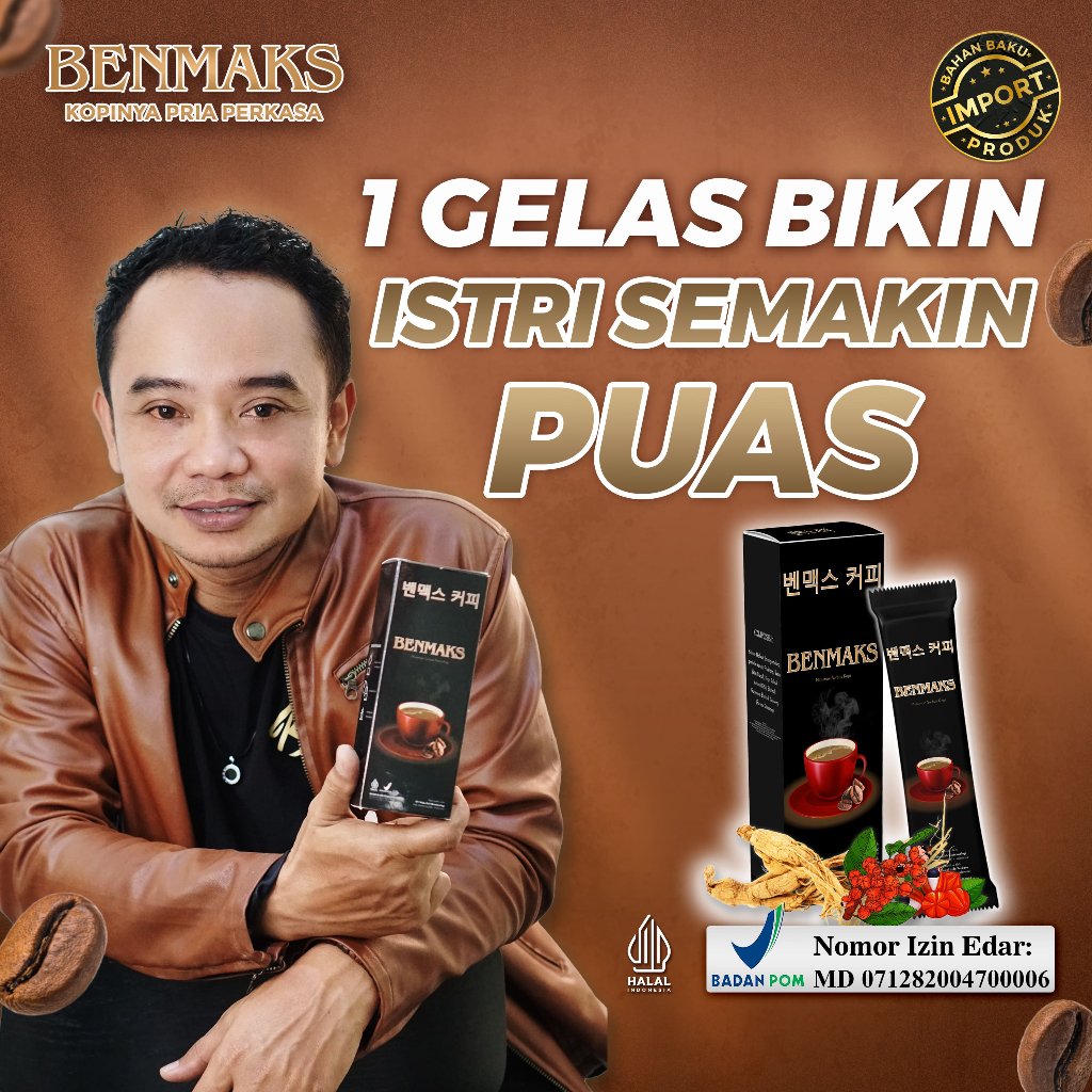 

BENMAKS COFFEE KOPI KUAT TAHAN LAMA KOPI STAMINA PRIA KOPI PRIA TAHAN LAMA ORIGINAL 100% 20 SACHET