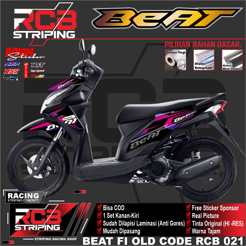 striping variasi  setiker beat fi variasi list body  - stiker motor honda setriping beat RCB 021