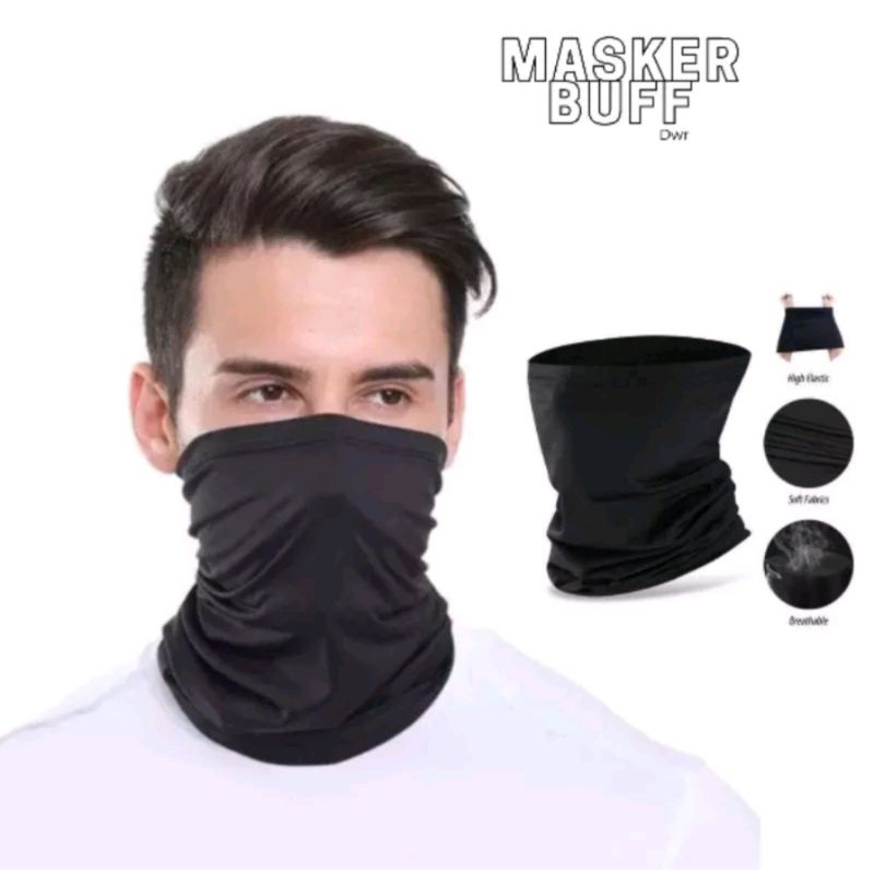BAFF MASKER HITAM POLOS MASKER MOTOR HITAM POLOS