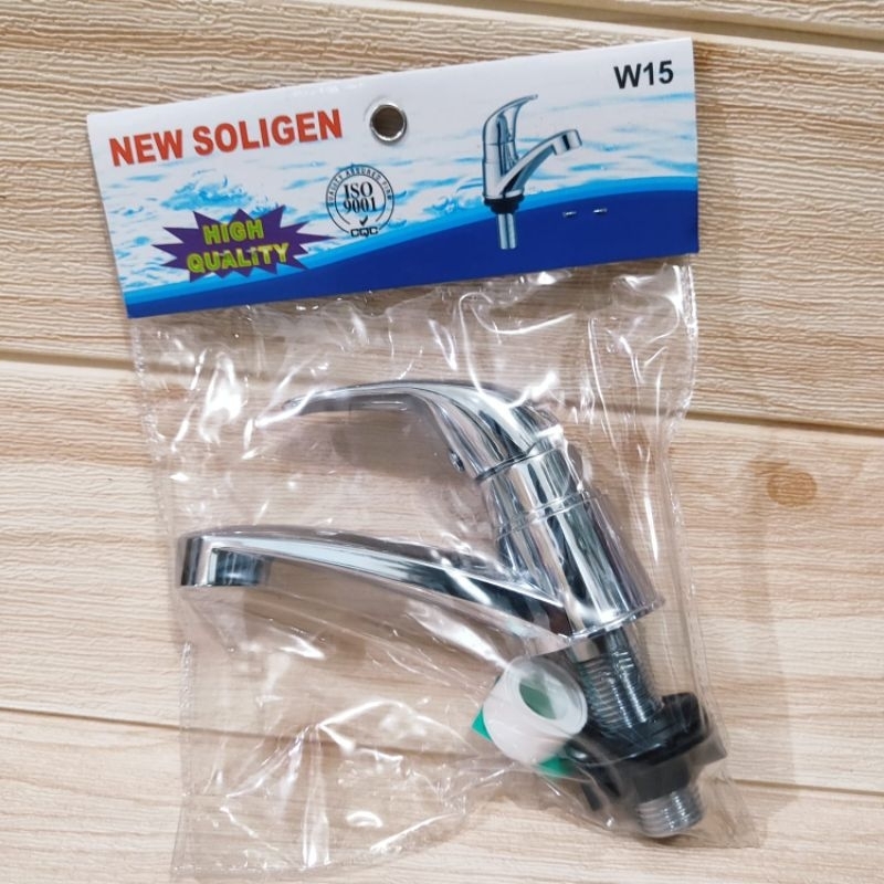 NEW SOLIGEN Kran Keran Wastafel W 15 Chrome Kran Cuci Tangan