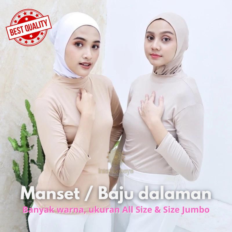 Manset Spandex | Dalaman Baju Lengan Panjang Hijab Pengantin Resleting Belakang