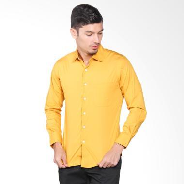 Venant Shop - Kemeja Pria Polos Lengan Panjang Kuning Labu Formal - Kelvin Robert