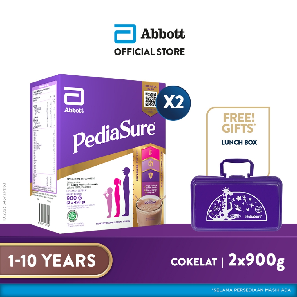 PediaSure Cokelat 900 g (1-10th) - 2 pcs - FREE GIFT ABBOTT OFFICIAL STORE