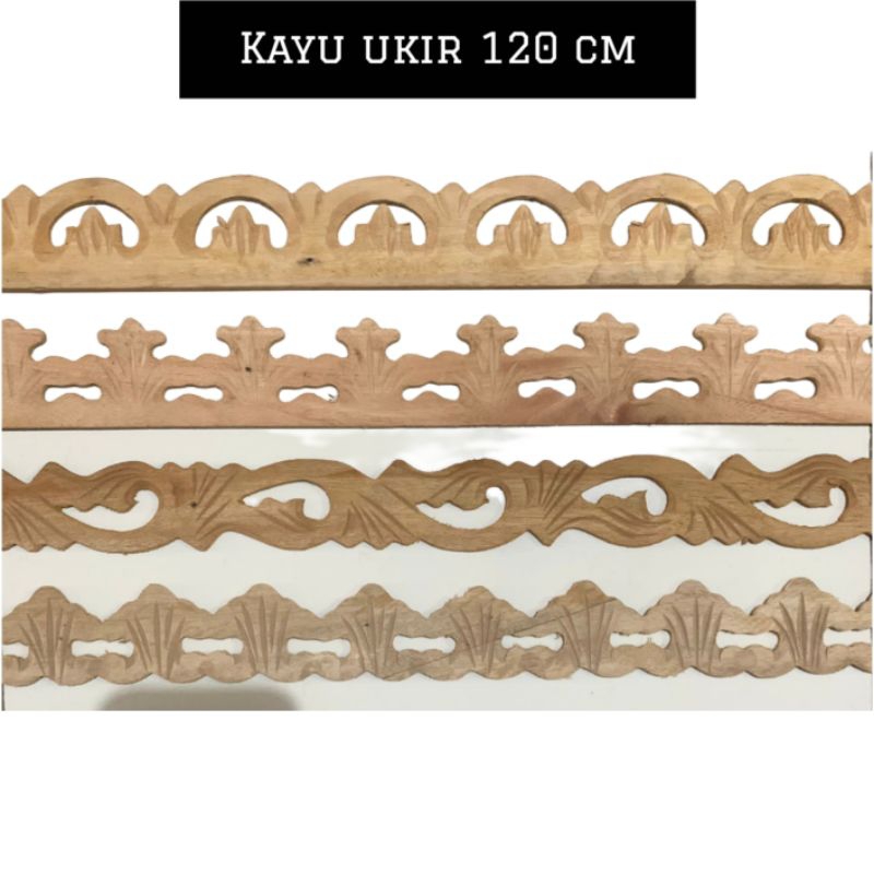 Ornamen Ukir Kayu Mahoni Asli Tempel 120 Cm | Lis Kayu Ukir