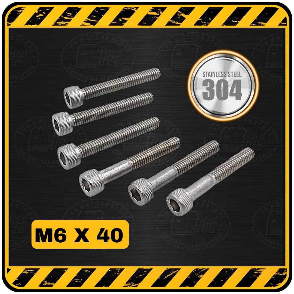 Baut L STAINLESS M6 x 40 || M6x40 ( Setara Baut Kunci 10 | Panjang 40 mm / 4 cm )