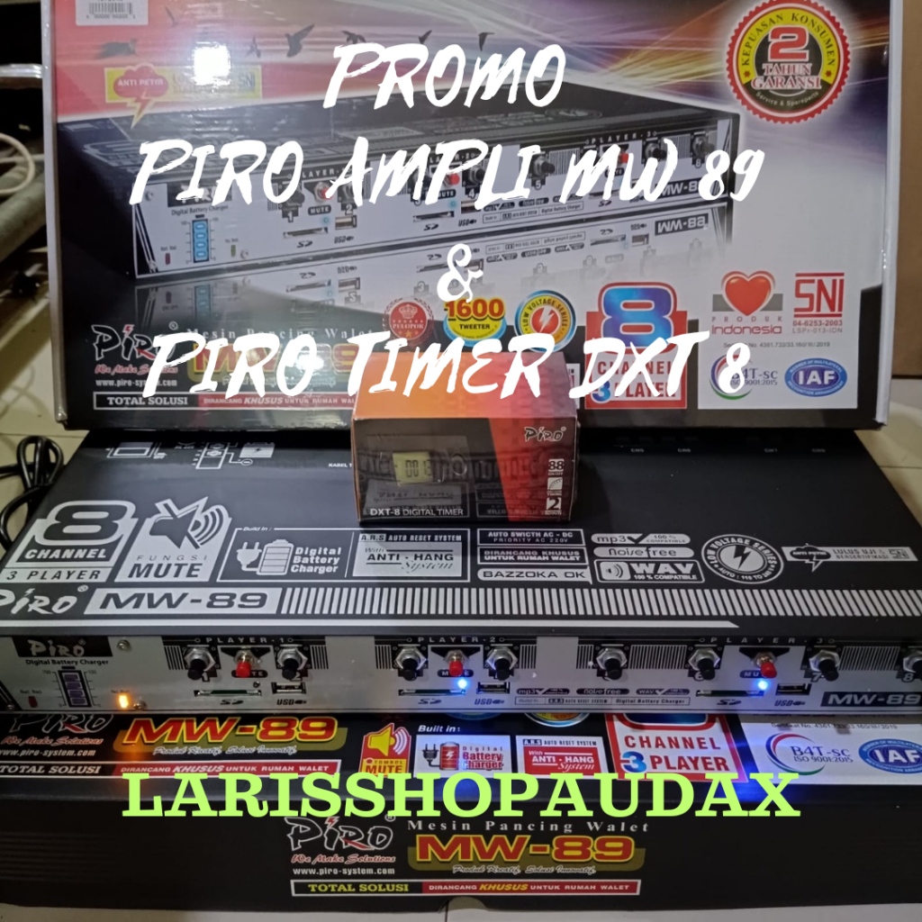 AMPLI PIRO MW 89 AMPLI WALET 3 PLAYER 8 CHANNEL ANTI PETIR + TIMER PIRO DXT 8