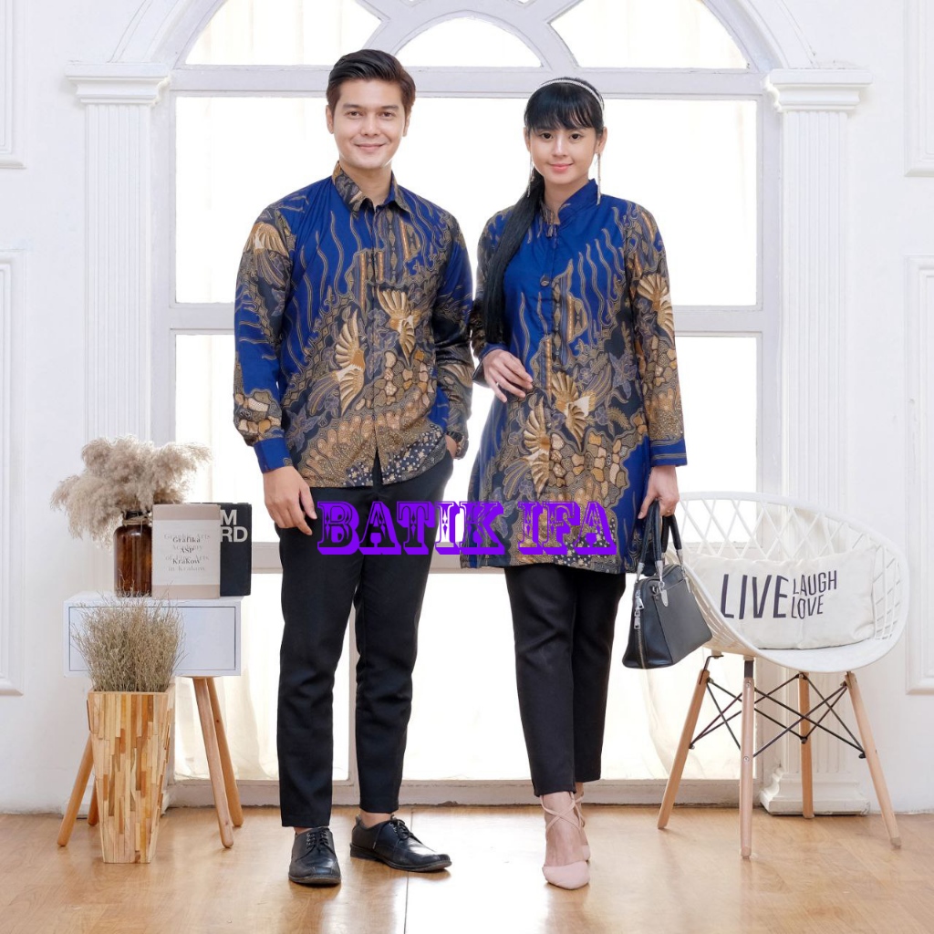 Harga Sepasang - Baju Batik Couple Pasangan Atasan Kemeja dan Tunik - Batik IFA